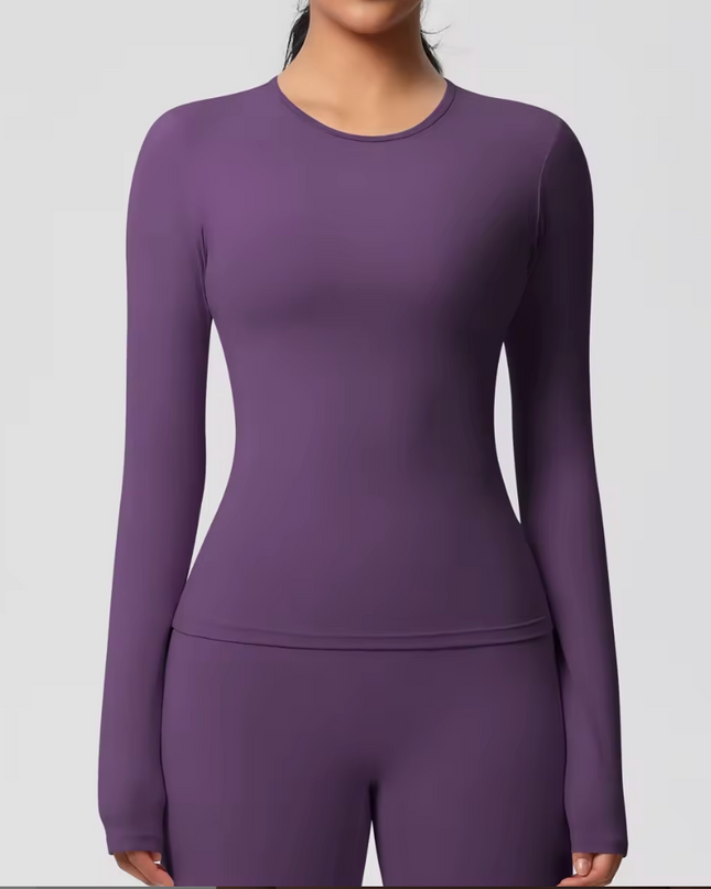 Purple underscrub long-sleeve top set on a white background